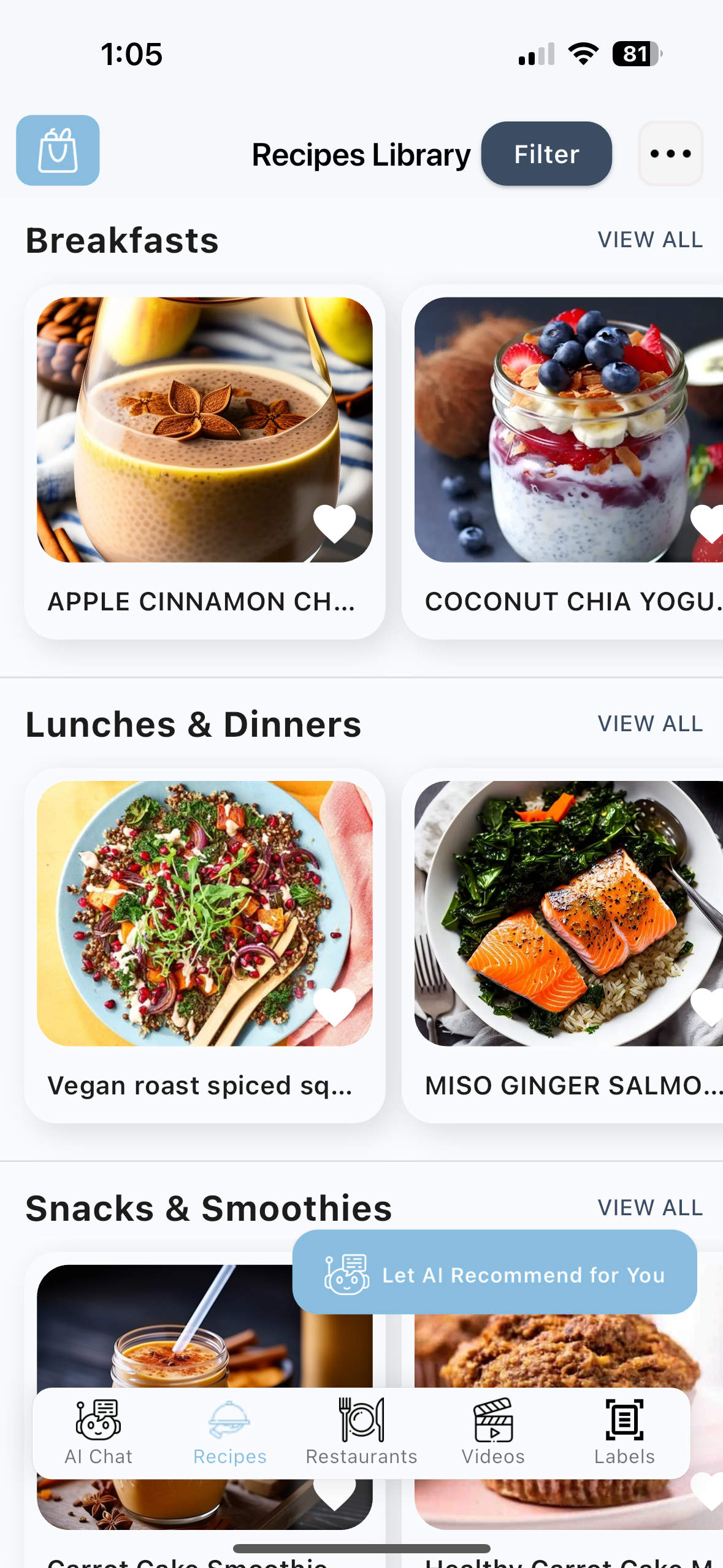 The Live Well Center Nutrition App