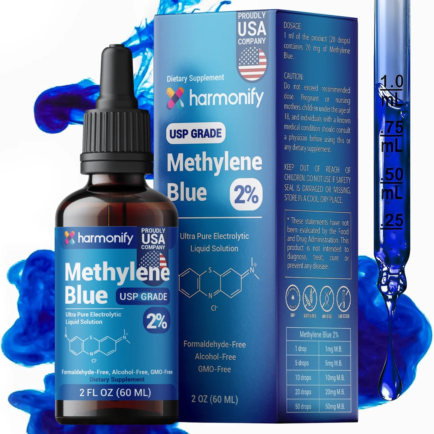 Methylene Blue - HARMONIFY Methylene Blue Solution 60 mL (2 FL OZ) – High Purity Formula
